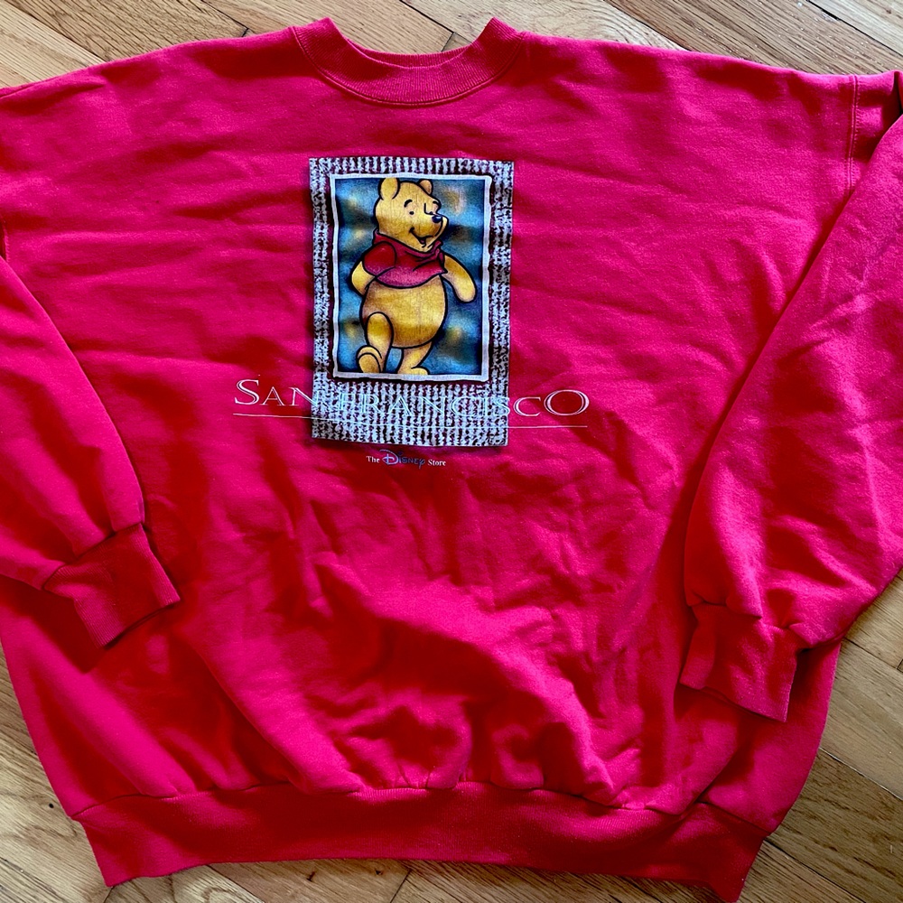 DISNEY STORE Winnie the Pooh Sweatshirt Crewneck 2XL XXL Red